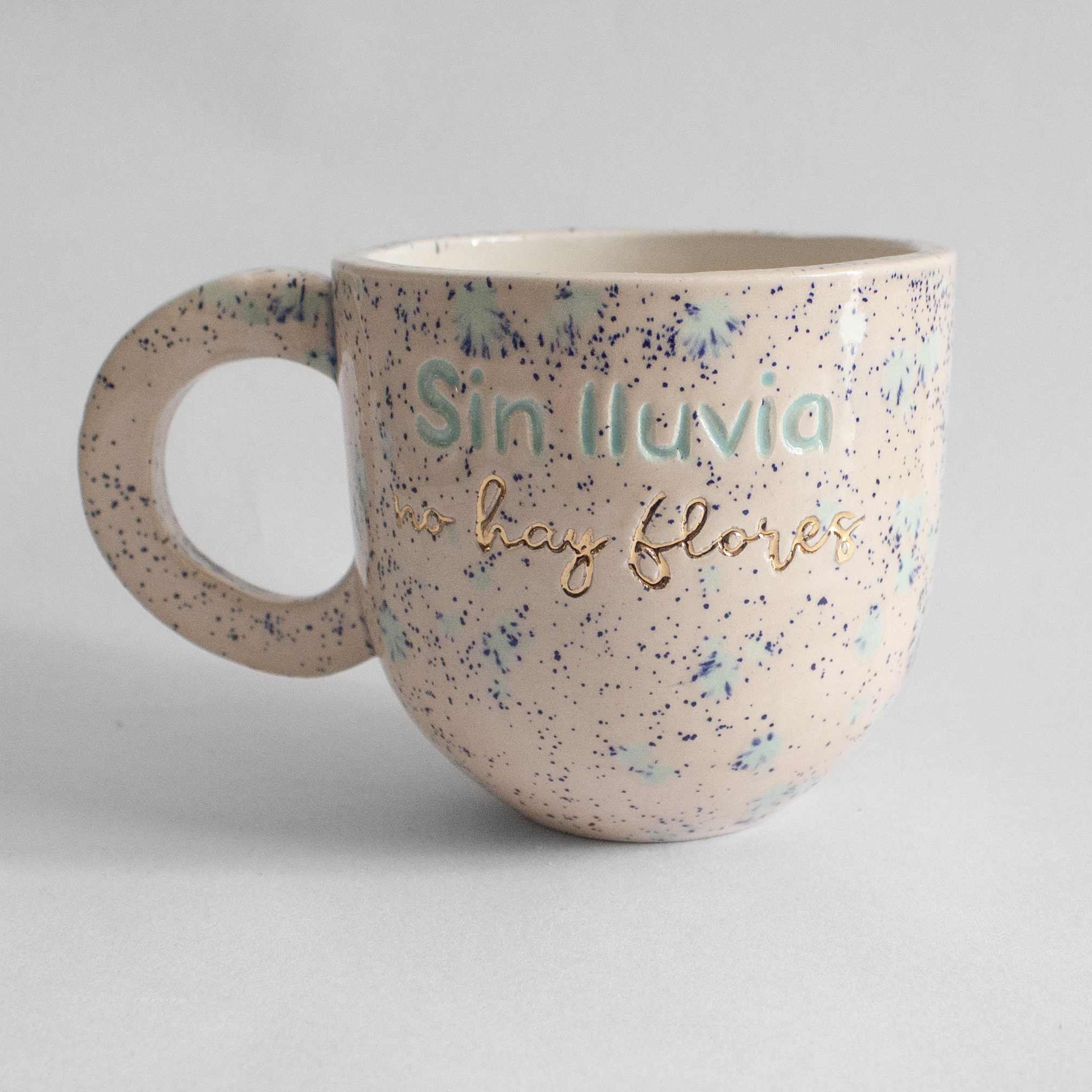 Taza cafetto grande “SIN LLUVIA NO HAY FLORES” - Imagen 2