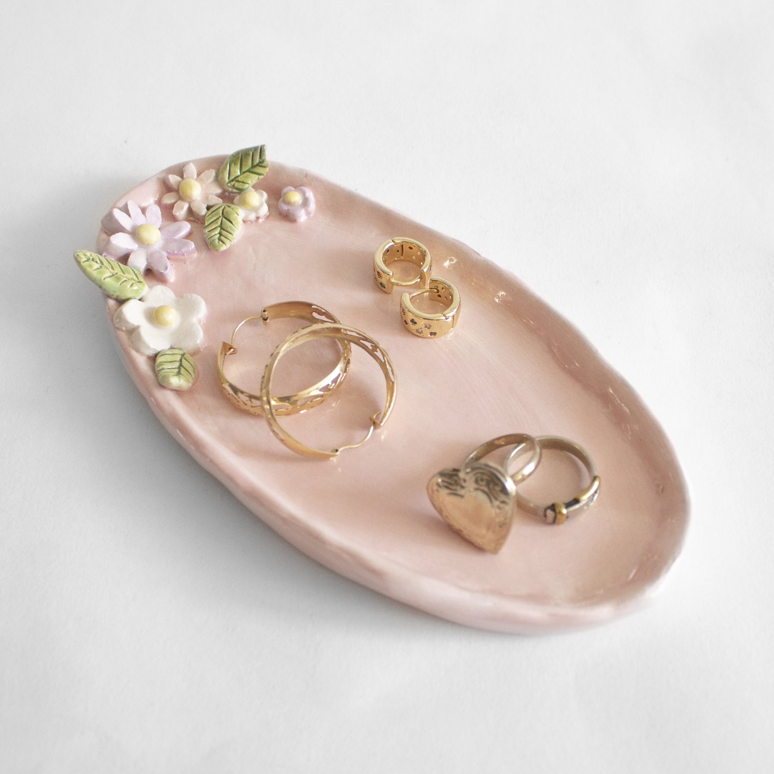 Plato alhajero ovalado con flores - Imagen 4