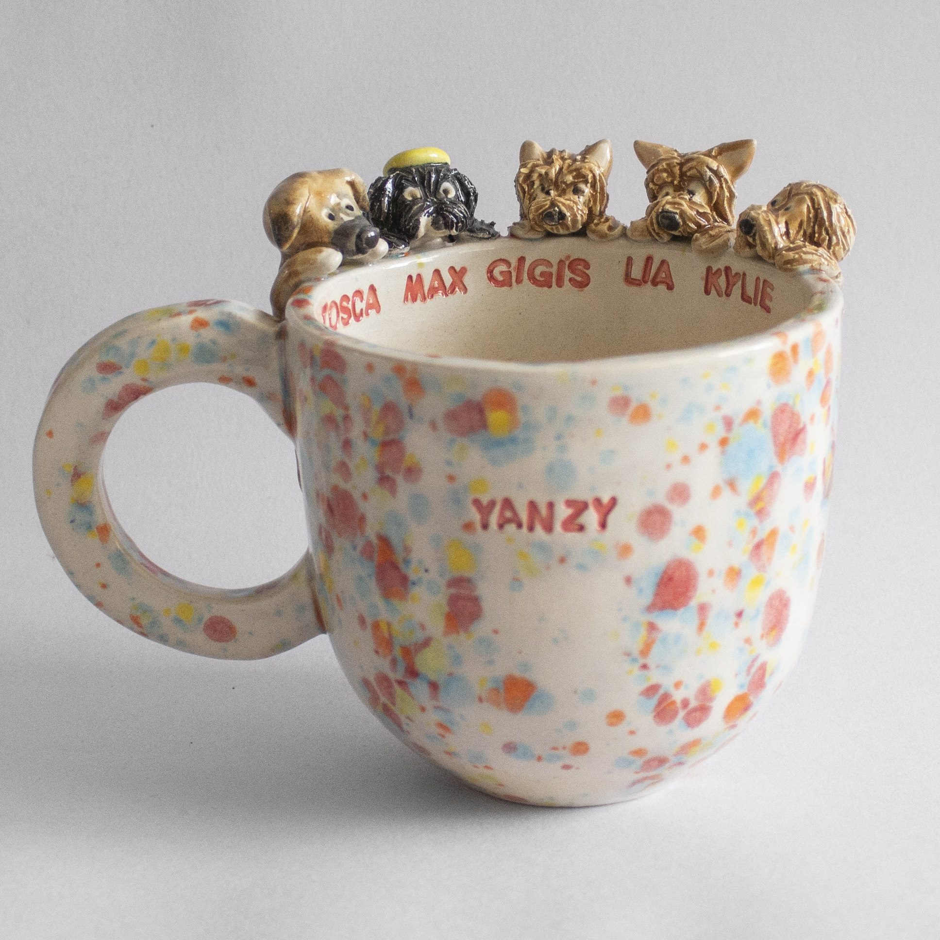 Taza cafetto grande con mascotas y nombre al frente - Imagen 2